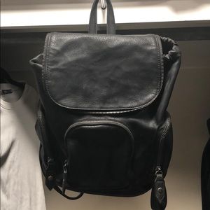 Faux leather black backpack